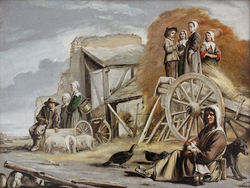 Scène de la vie quotidienne paysanne du XVII ieme siècle.